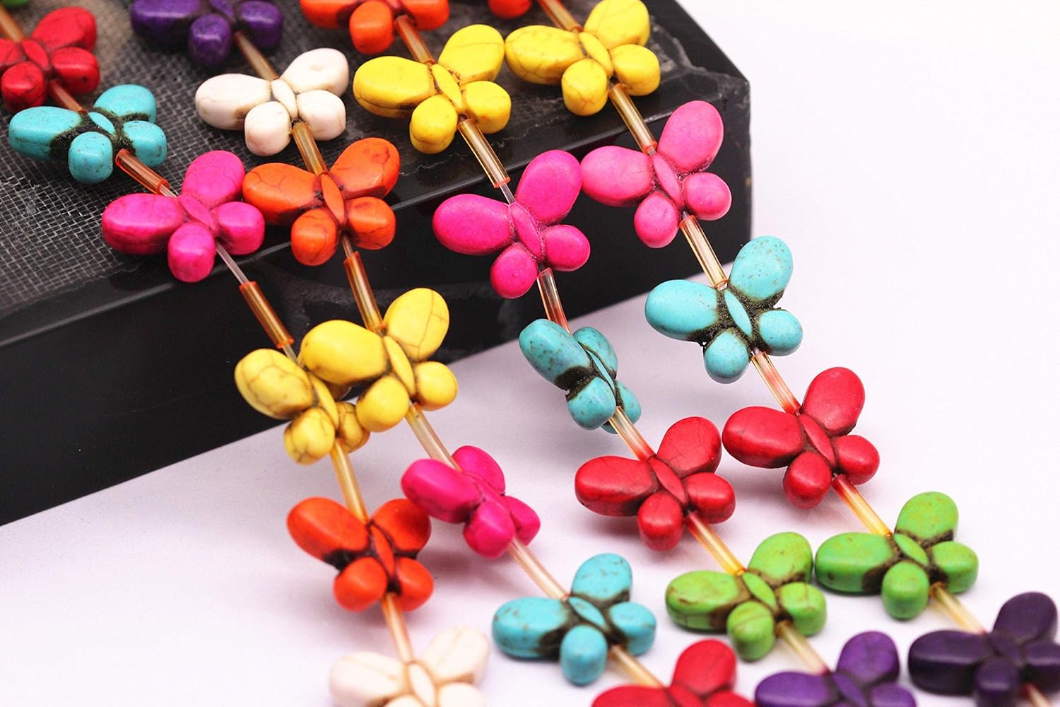 Multi-Color Howlite Turquoise Butterfly Beads 15x20mm 15.5" Strand - Image 5