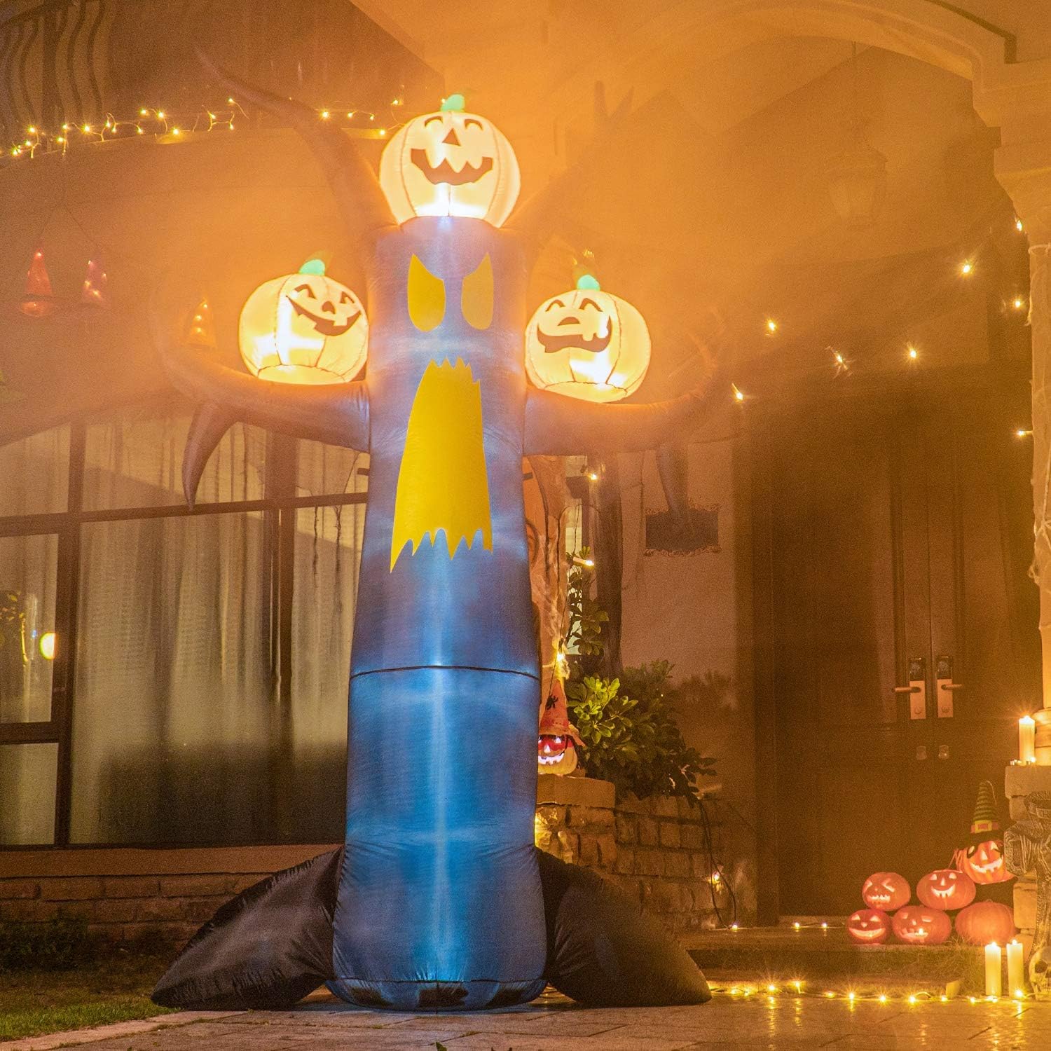 Rocinha 10 ft Halloween Inflatables Dead Tree with Pumpkins Yard Decoration, Halloween Blow up Decoration with Built-in LED Lights, Giant Halloween Outdoor Decoration for Garden