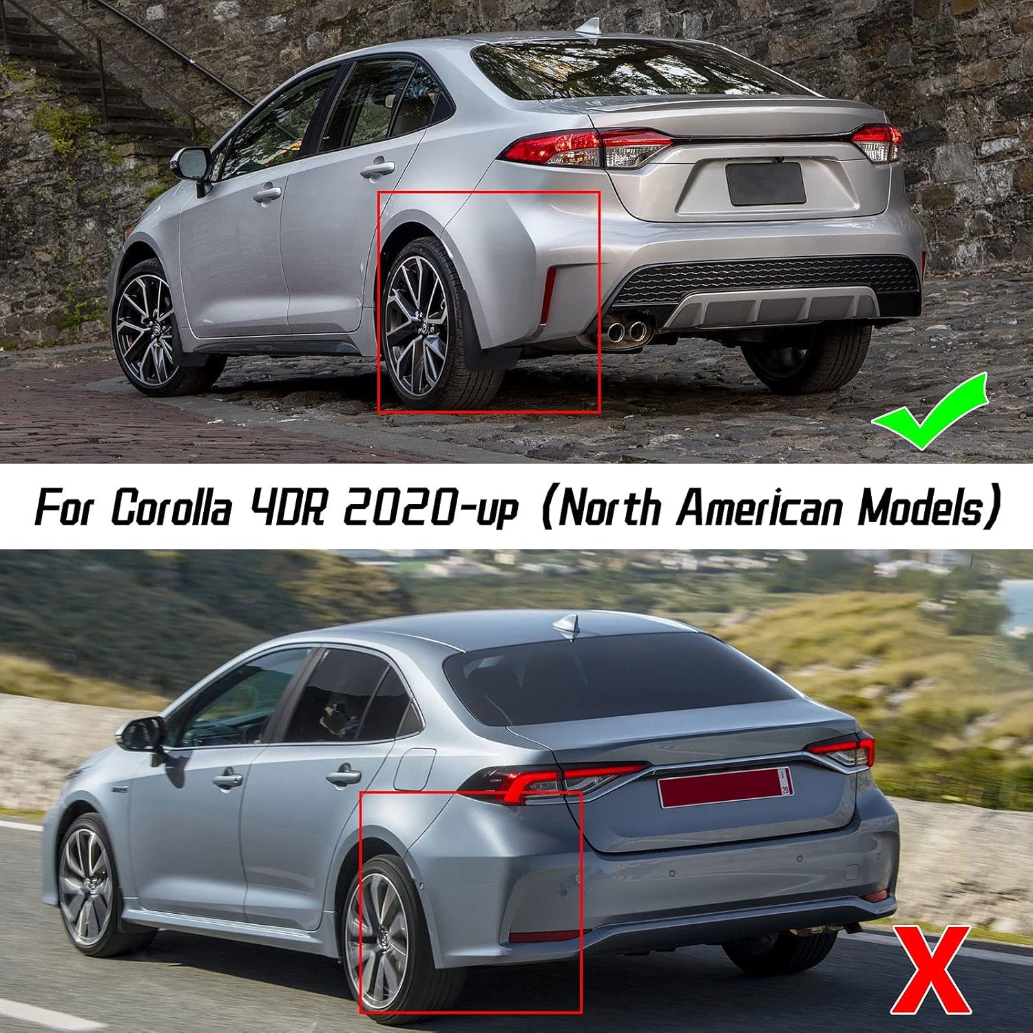 x xotic tech 4PCS Front & Rear Mud Flap Splash Guards Fender Flare Mudguard Dirt Slush Trap Protector w/Hardware Accessories Full Set Compatible with Toyota Corolla 2020 2021 2022 2023 2024