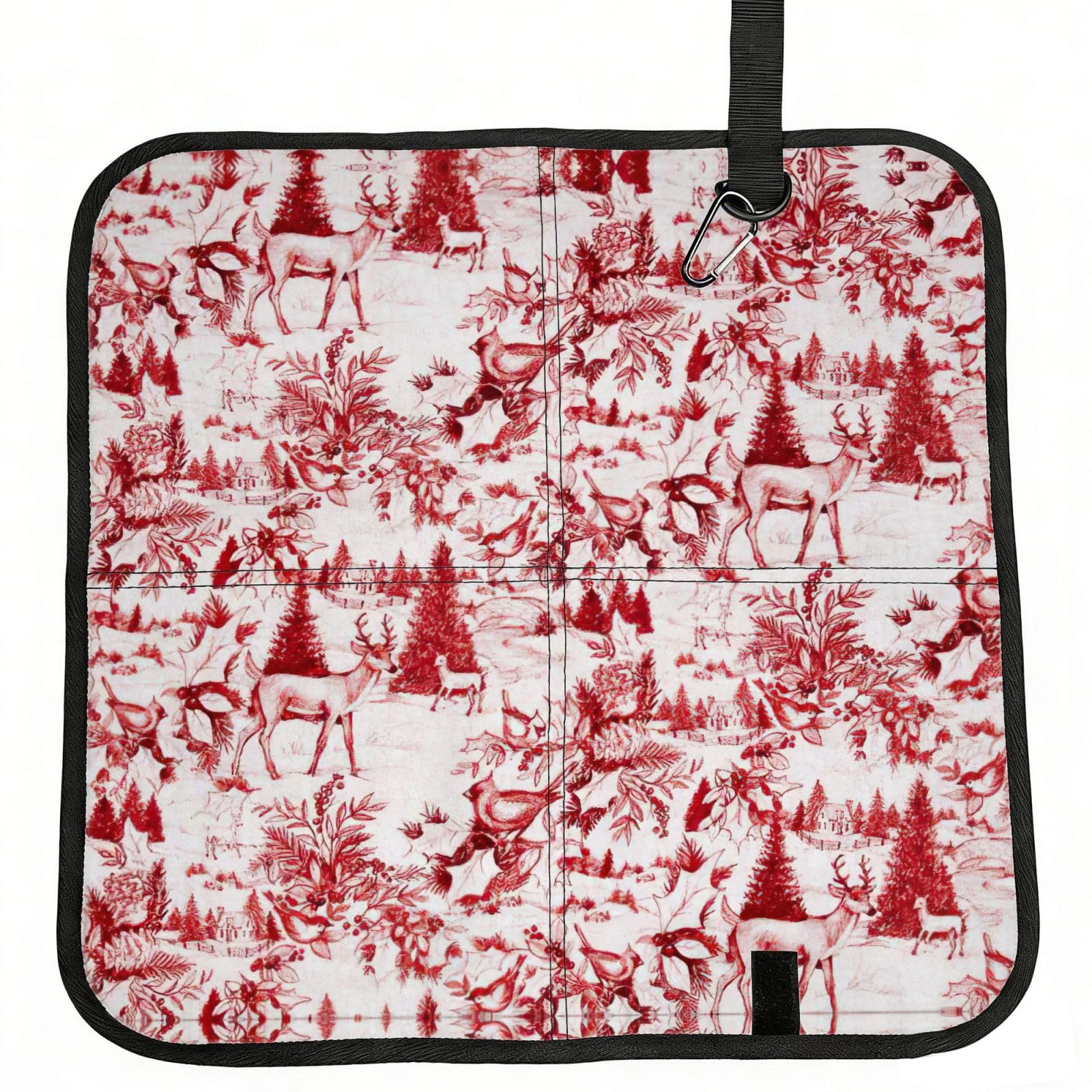 SDEGTHO Animal Wilderness Bear Deer Printed Foldable Seat Pad with Closure, Lightweight Cushion for Airplane Travel Camping