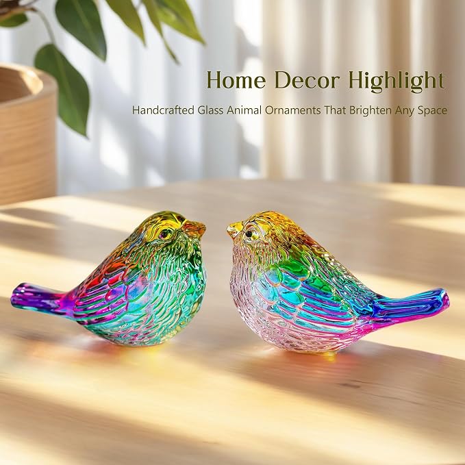 Set de 2 aves de cristal para decoración y regalo miniatura 5