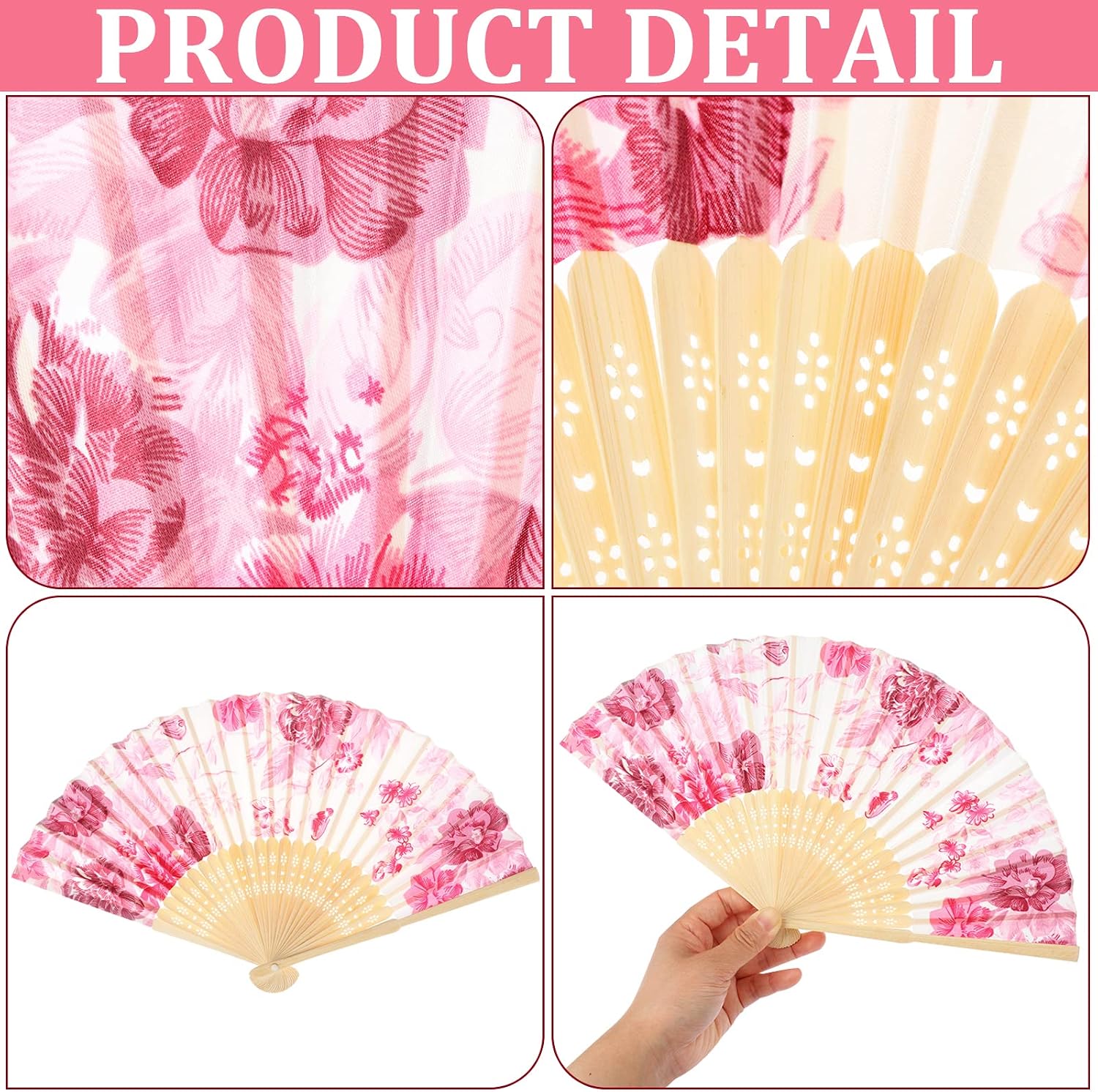 10 Pcs Hand Held Folding Fans Vintage Bamboo Frame Silk Craft Fans for Women Mixed Color Lightweight Foldable Summer Fans Perfect for Dancing Wedding DIY Home Decoration Party Favors and Daily Use
