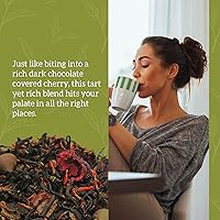 Vista 4 de Nelson's Tea Cereza de chocolate oscuro, té negro Pu-erh cortado y tamizado, hoja suelta con rica mezcla de chispas de chocolate, corteza de cereza