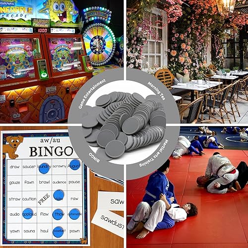 Miniatura 5 de Juego de 100 fichas de juego de fichas de póquer de plástico opaco con caja de almacenamiento (gris, 1 pulgada)