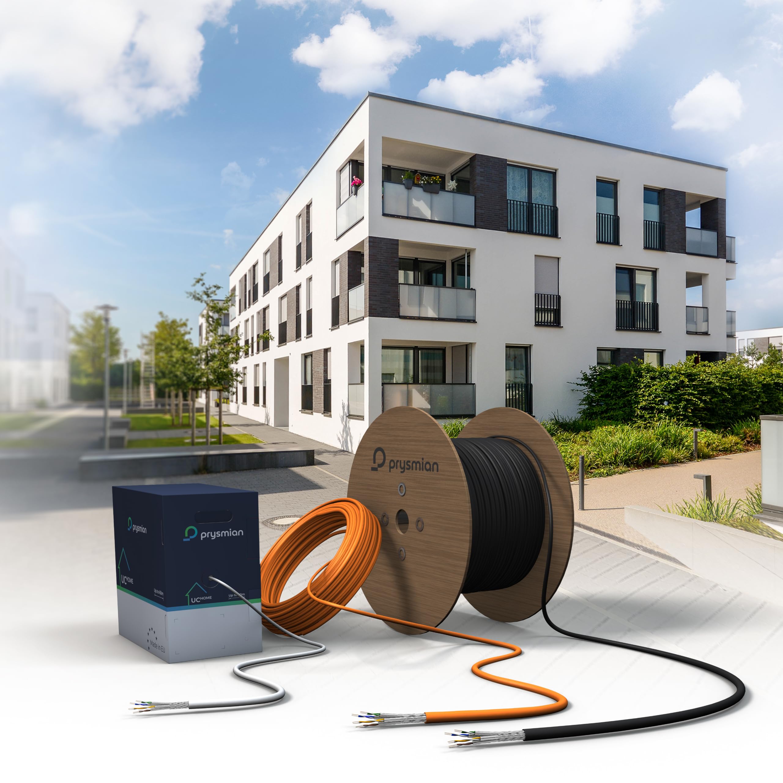 Prysmian Cable de red LAN Cat 7 S/FTP PiMF LSZH sin halógenos AWG 23/1, cable de instalación PoE 100% cobre UC900 HS23 GHMT PVP fabricado en la UE 10 Gbps naranja (100 m)