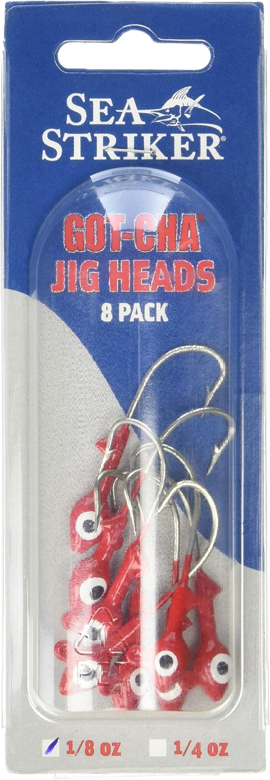 Sea Striker Got-Cha Jig Head (8-Pack), 1/8-Ounce, Red Finish