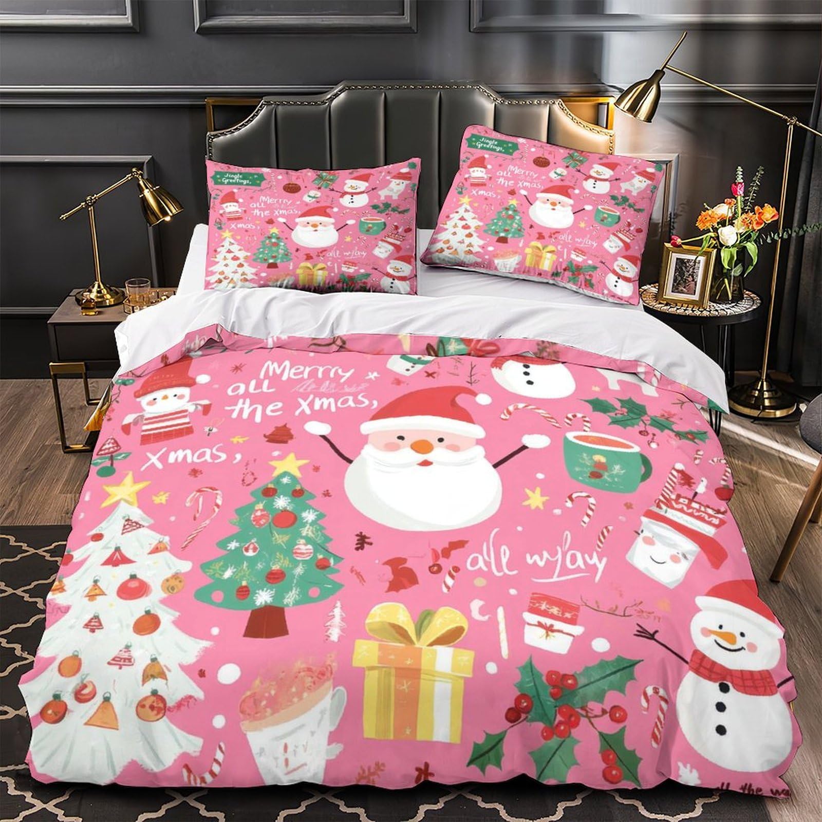 Parure de lit de Noël 140x200cm : cadeau idéal pour chambre enfant