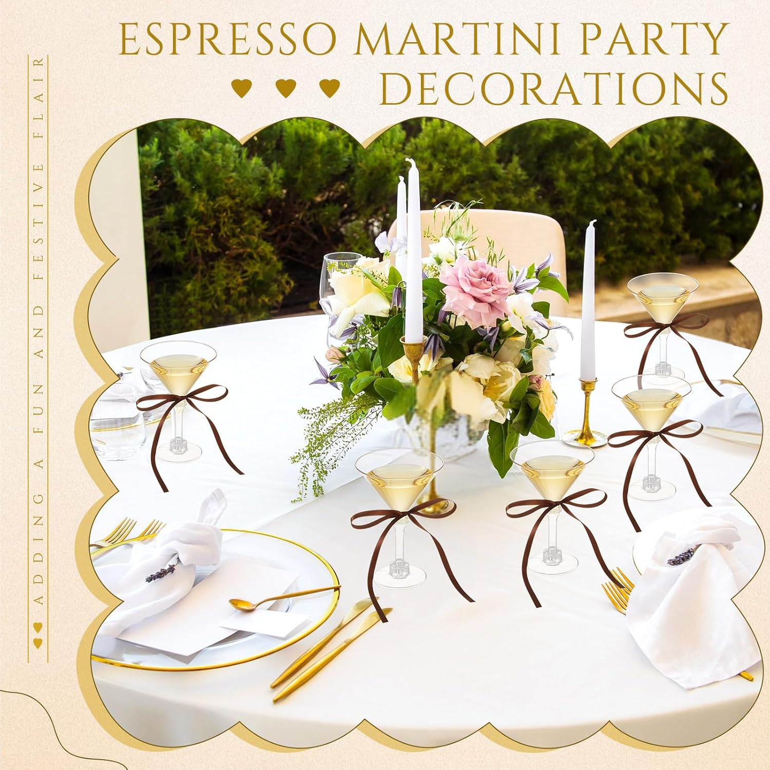 Maxdot 30 Sets A Tini Bit Older Birthday Party Supplies 5 oz Espresso Martini Glasses Plastic Mini Champagne Tower with Bows for Espresso Martini Bachelorette Decoration Tiny Bar(Brown)