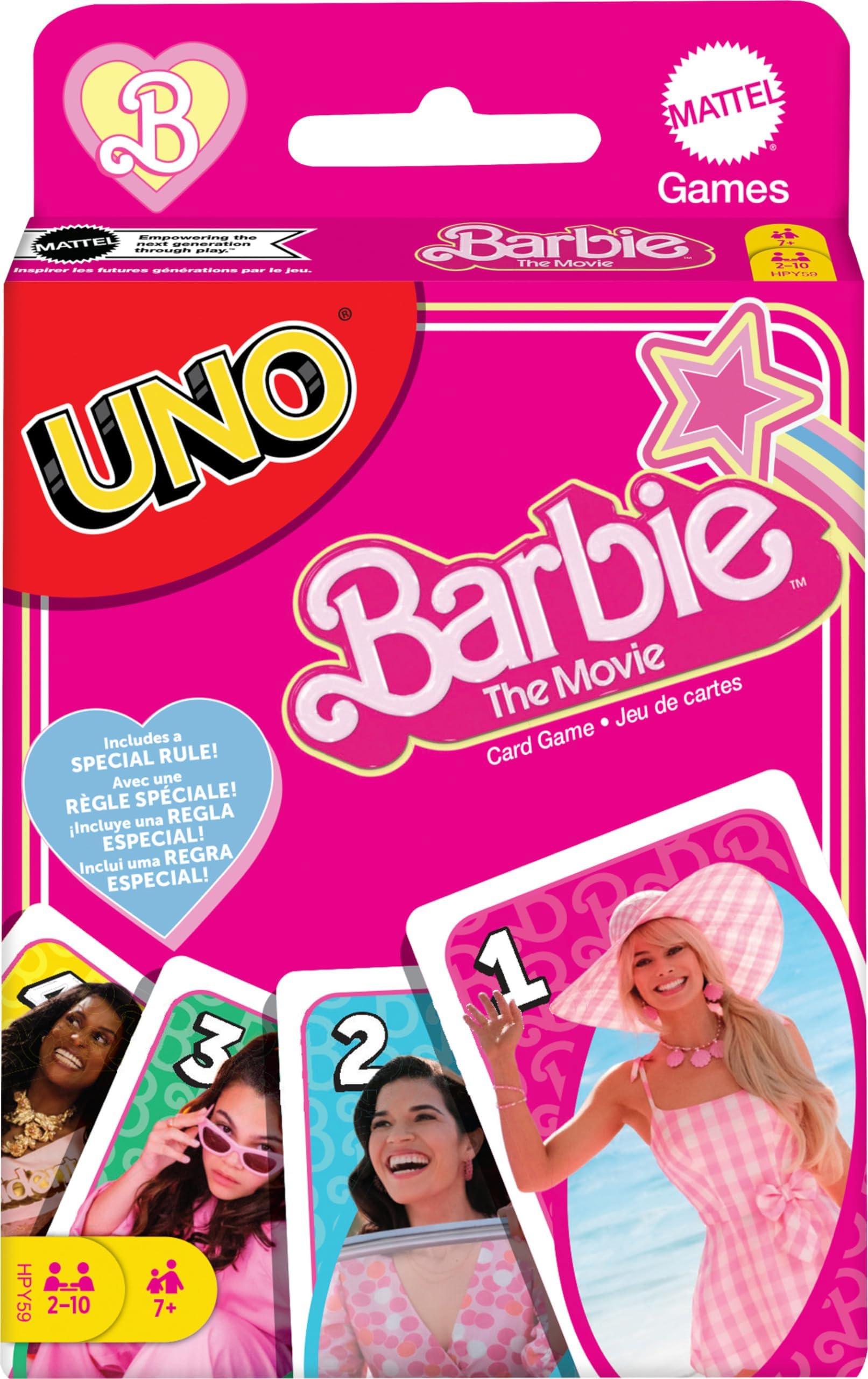 ​UNO Barbie The Movie Card Game, Inspired by the Movie for Family Night, Game Night, Travel, Camping and Party​​, HPY59