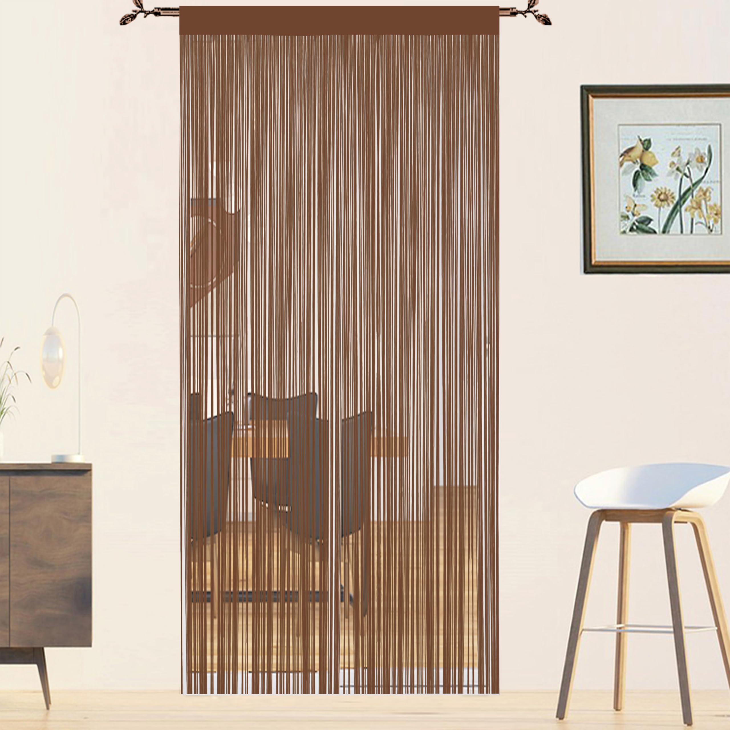 Qiboyuye Coffee Fly Screen Curtains For Window String Flies Doors Decorations Room Dividers Doorways Panel Bedroom Living Closet Drapes (, 90X245cm)