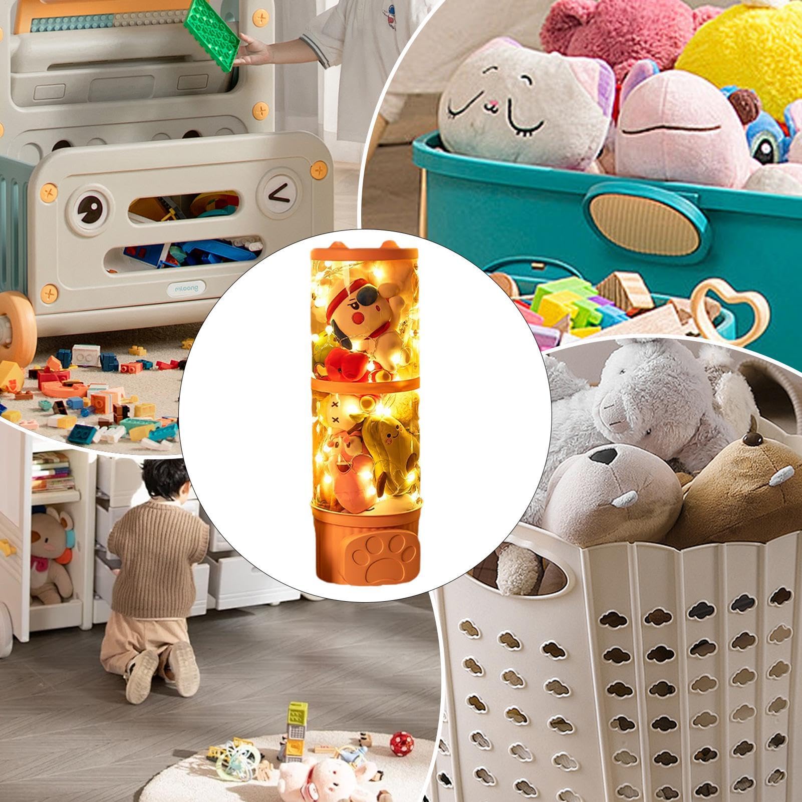 Pattumiera impilabile per giocattoli – Organizer per giocattoli luminosi | organizer per animali di peluche, tubo di immagazzinaggio impilabile, organizer per giocattoli ispessito, scatola per animali