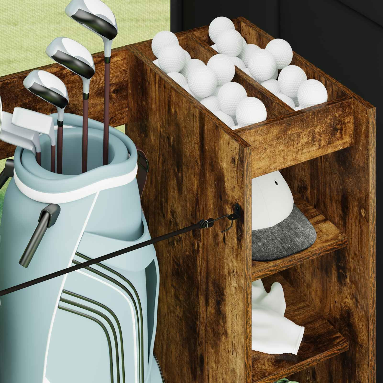 Gecheer Golf-Schrank, 120 x 45 x 98 cm, Eiche, Stauraum für Golfzubehör, für Garage und Wohnraum