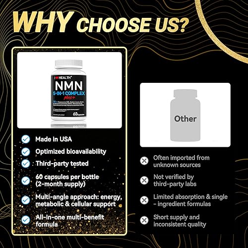 Miniatura 3 de NMN Complex Plus+ para mujeres y hombres con NAC, ácido alfa lipoico, NMN, coenzima Q10, resveratrol 60 cápsulas Apoya la energía,
