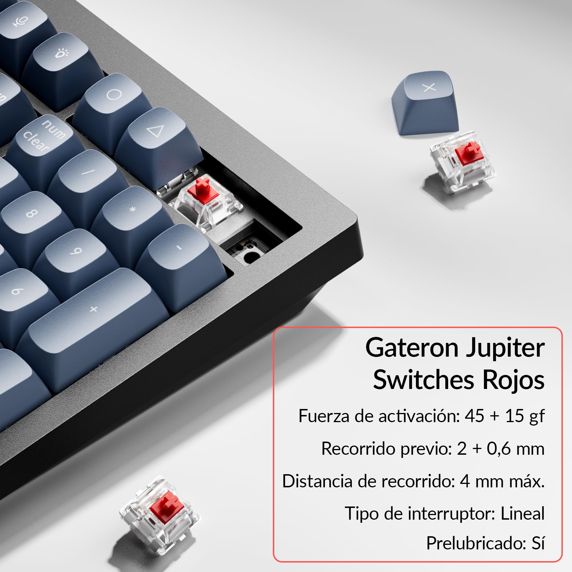 Keychron V6 MAX Tastiera meccanica da gaming wireless, 2,4 GHz/Bluetooth/cavo, layout QWERTY spagnolo, programmabile QMK, compatibile con Mac, Windows e Linux, Interruttori Gateron Jupiter rossi