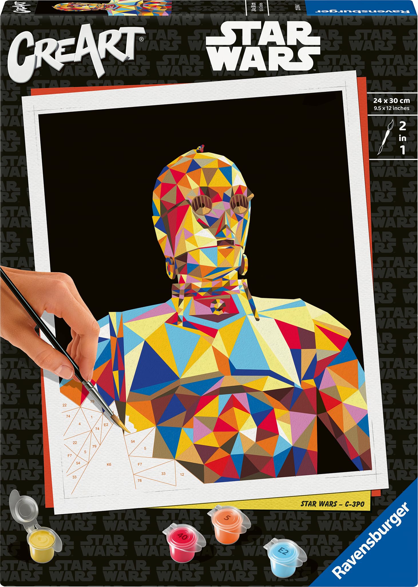 Ravensburger CreArt 23894 - C-3PO - Star Wars Malen nach Zahlen Erwachsene, DIY Malset mit Pinsel und Acrylfarben, Geschenk für Frauen und Männer, Malen für Erwachsene