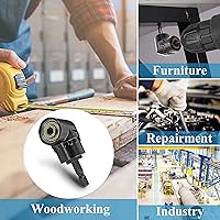 Vista 7 de Destornillador de ángulo recto de 105 grados, adaptador de accesorio de extensión de taladro con enchufe magnético hexagonal de 1/4 pulgadas