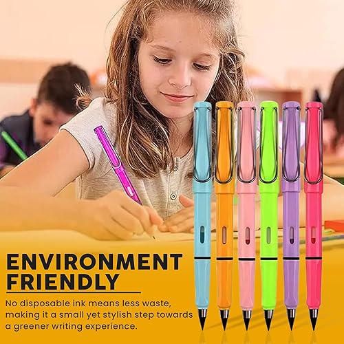 Miniatura 5 de ALLWAYUP - 6 lápices mágicos eternos sin tinta con borrador, lápiz nunca afilado, lápiz infinito irrompible para siempre, lápiz de escritura