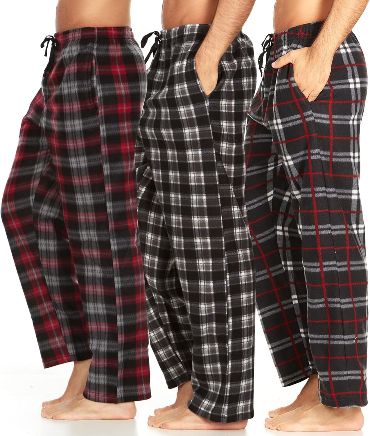 DARESAY Plaid Pajama Pants for Men  Fleece Mens Pajama Bottoms - Mens PJ Pants with Pockets & Button Fly (Up to Size 3X)