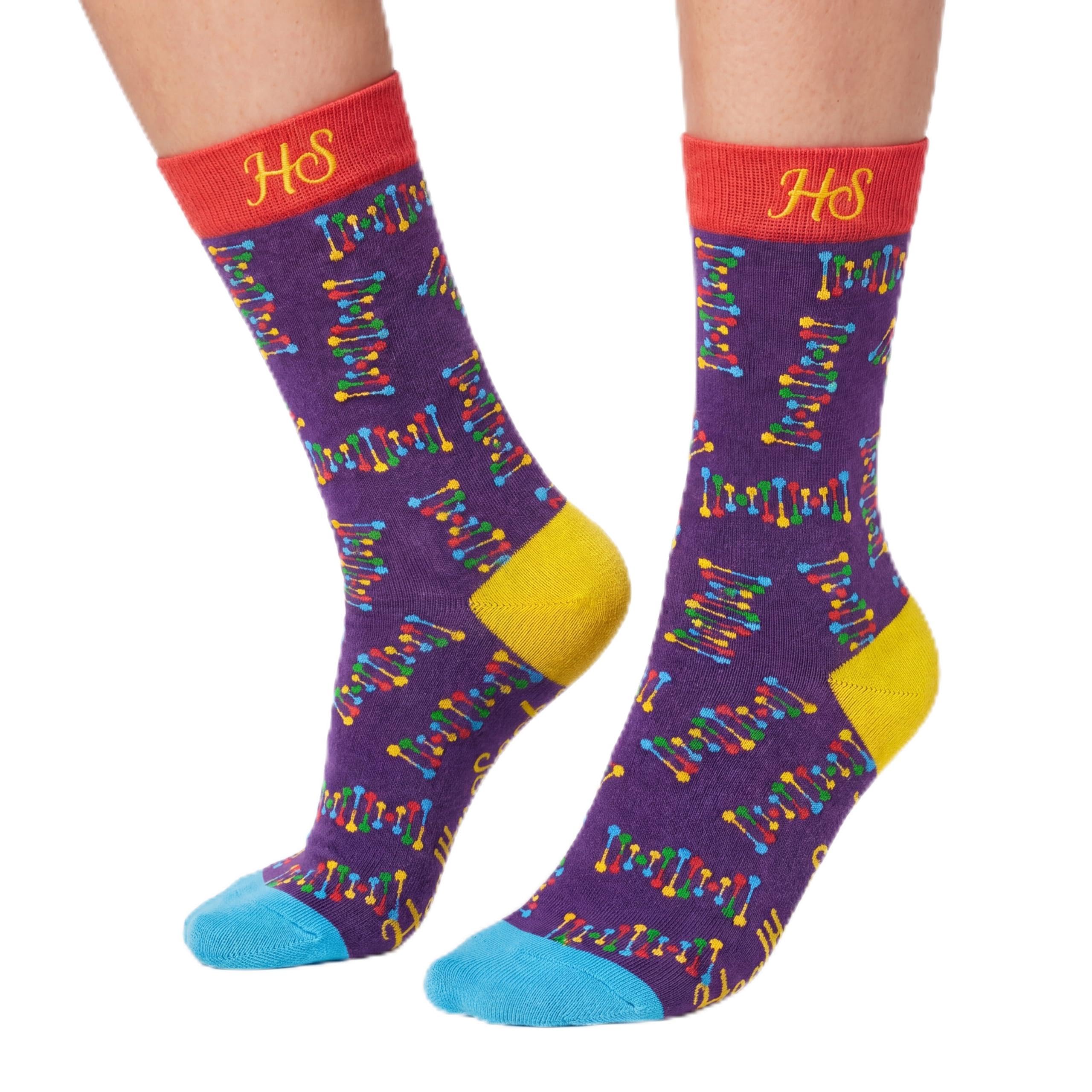 Healthy Socks DNA Medical Print Crew Socks – Doctor & Nurse Gift, Healthcare Worker & Medical Student Present, Comfortable Socks – Size 41–46