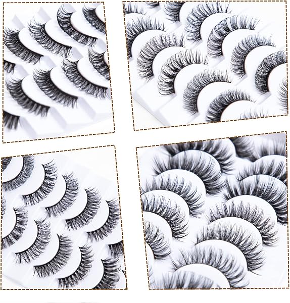 False Eyelashes Russian Strip Lashes D Curl 3D 10 Pairs Fake Lashes Natural False Eyelashe with Eyelash Glue Clear Adhesive Long Lasting Waterproof Multipack Eyelashes - 4