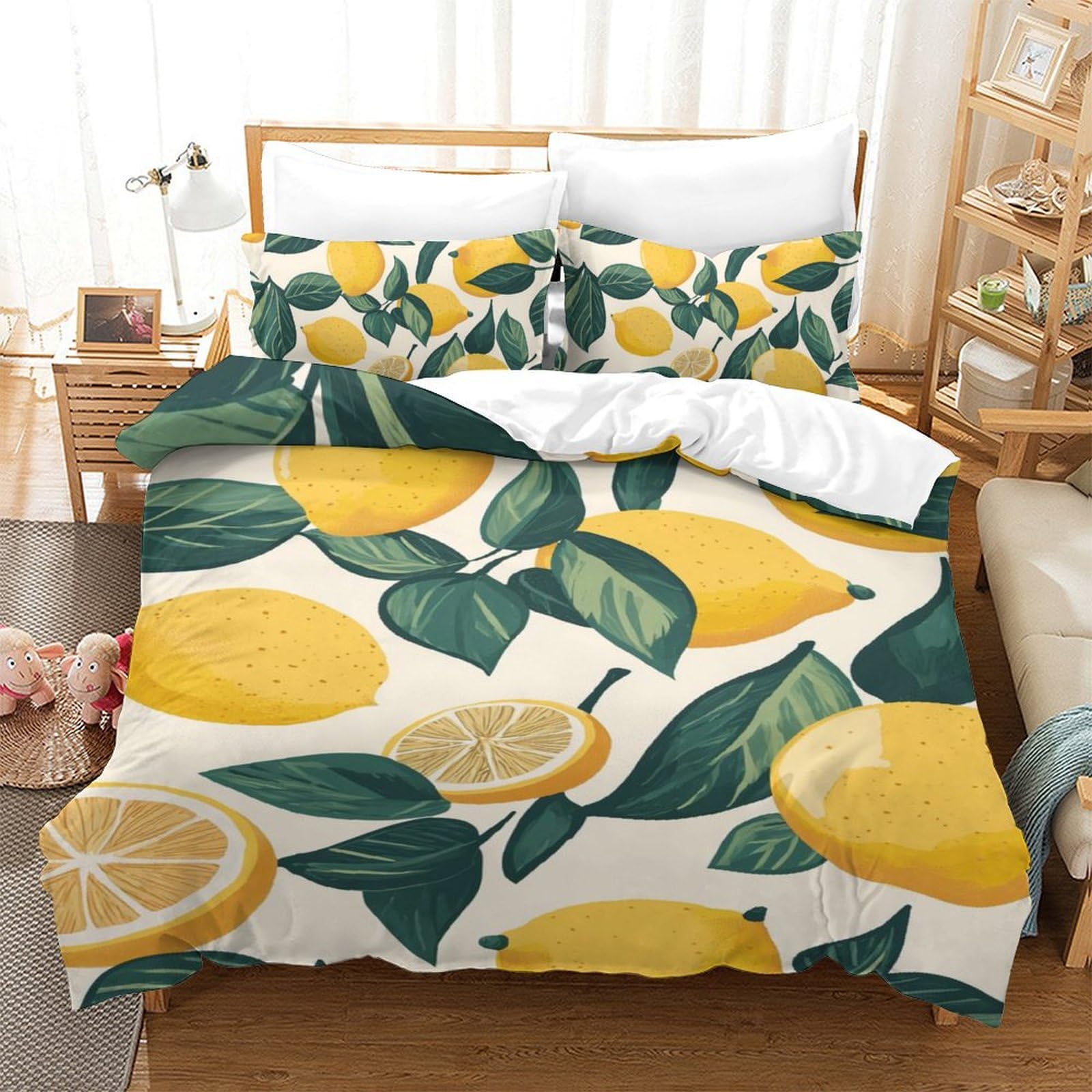 Housse de couette 3D citron pour égayer la chambre single de toute la famille