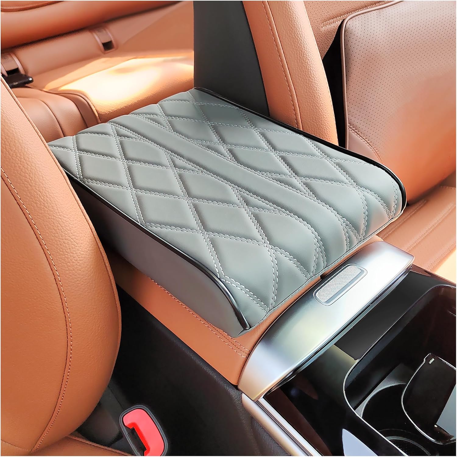 SSNNUU Car Center Console Cover,Leather Memory Foam Arm