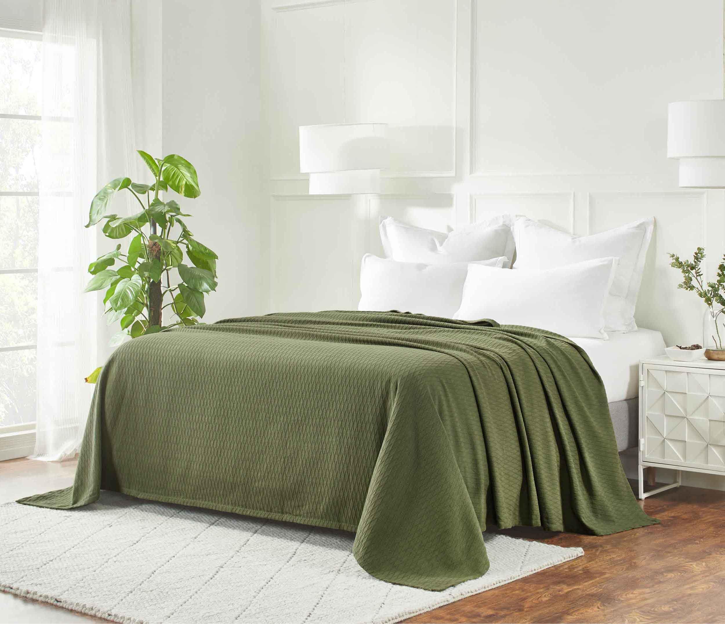 Superior 100% Cotton Diamond Weave Blanket, Perfect for Bedroom, Living Room, Couch, Picnics, Travel, Beach, or Camping, Comfy Blanket, Bedroom Decor,