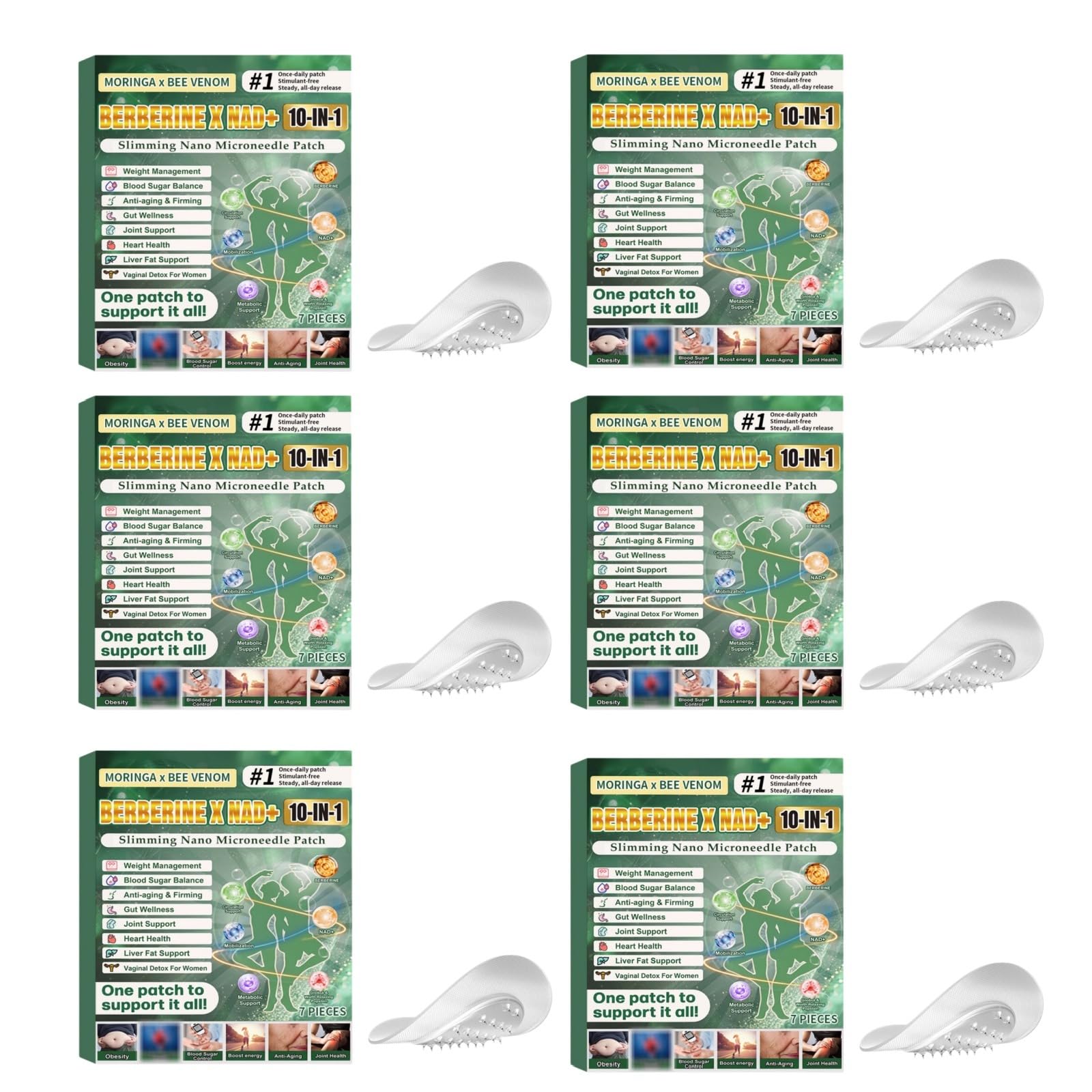 Plaster odchudzający Nano Microneedle, Plaster Moringa x Berberine 10 w 1, naturalne składniki, łatwa w aplikacji, niewidoczna pod ubraniem, idealna dla mężczyzn i kobiet