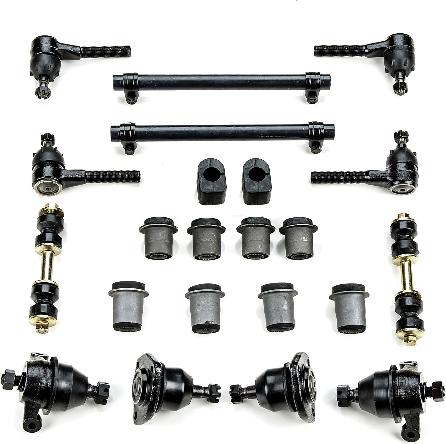 Black Polyurethane Front End Suspension Master Rebuild Kit Compatible with Chevrolet Corvette OEM Spec Replacements (27 Piece Kit)
