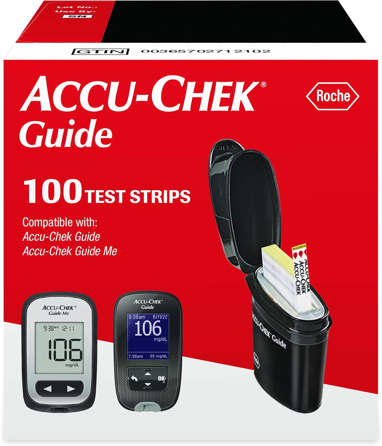 Accu-Chek Guide Test Strips for Diabetic Blood Glucose Testing (100 Ct.) : Health & Household