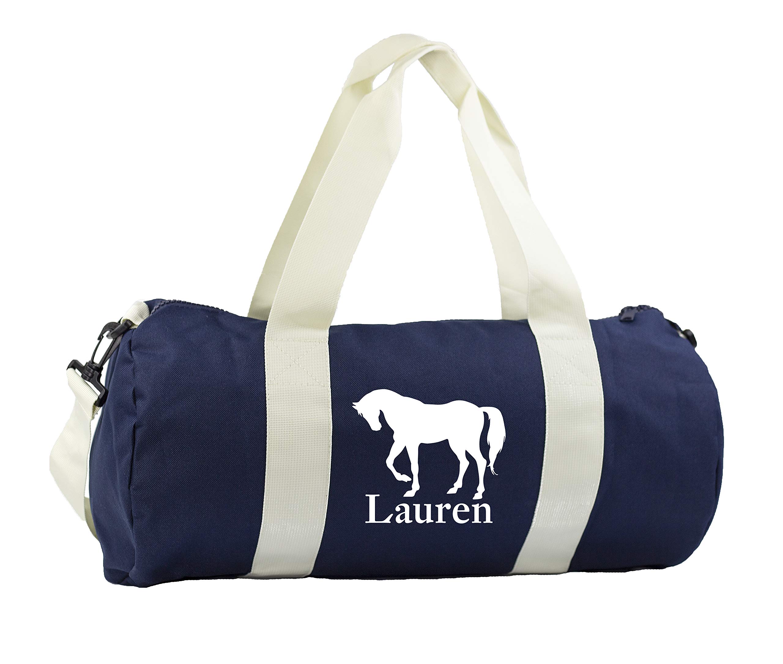 Hippowarehouse PERSONALISED name Horse (Pocket) Gymwear Gym Duffle Cylinder Uniform Kit Bag 50 x 25 x 25cm 20 litres — image 1