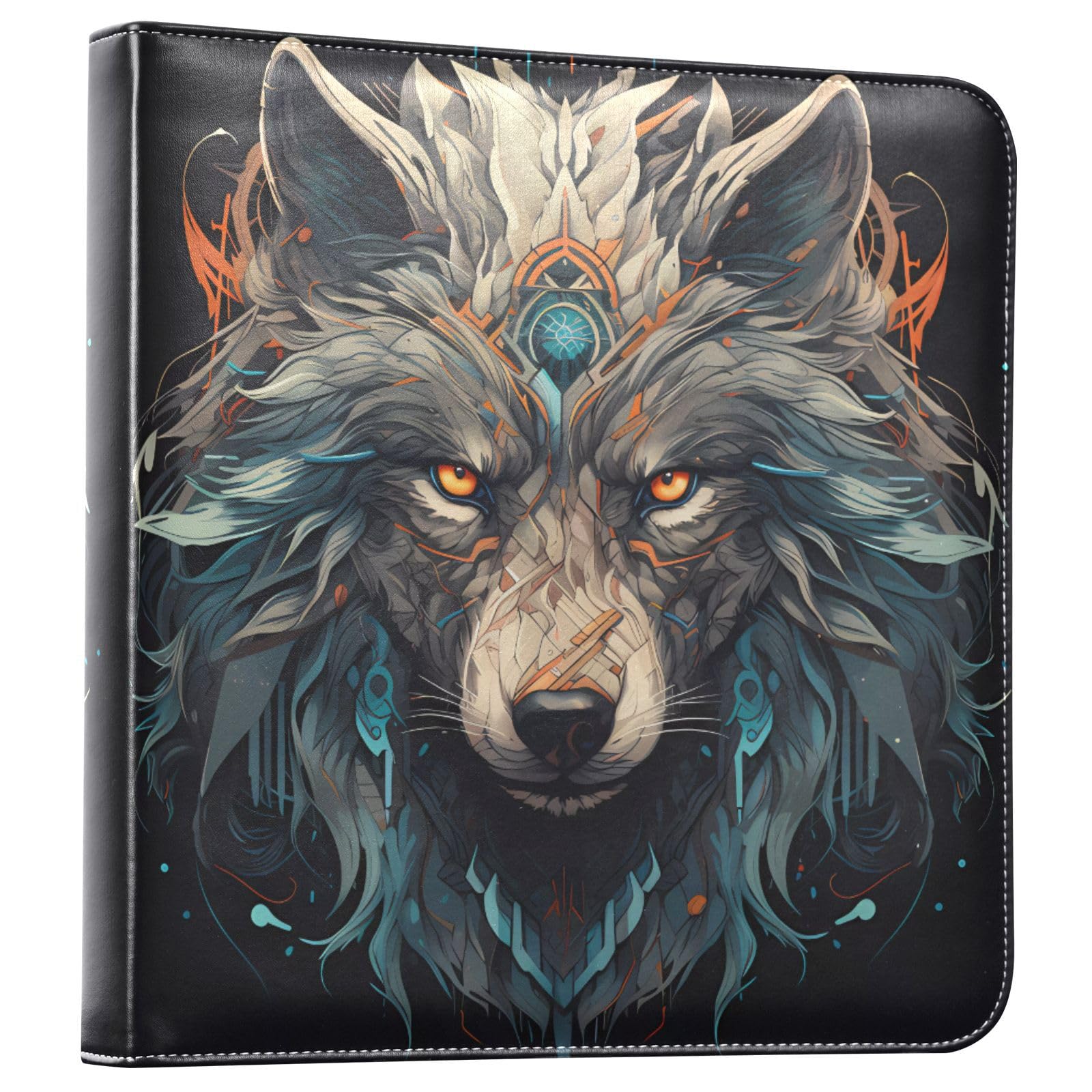 JIPONI Magic Wolf Large Photo Album, DIY Leather Cover Scrapbook Albums for 4x6 5x7 6x8 Pictures, Self Adhesive Memory Book for Wedding, Baby, Family