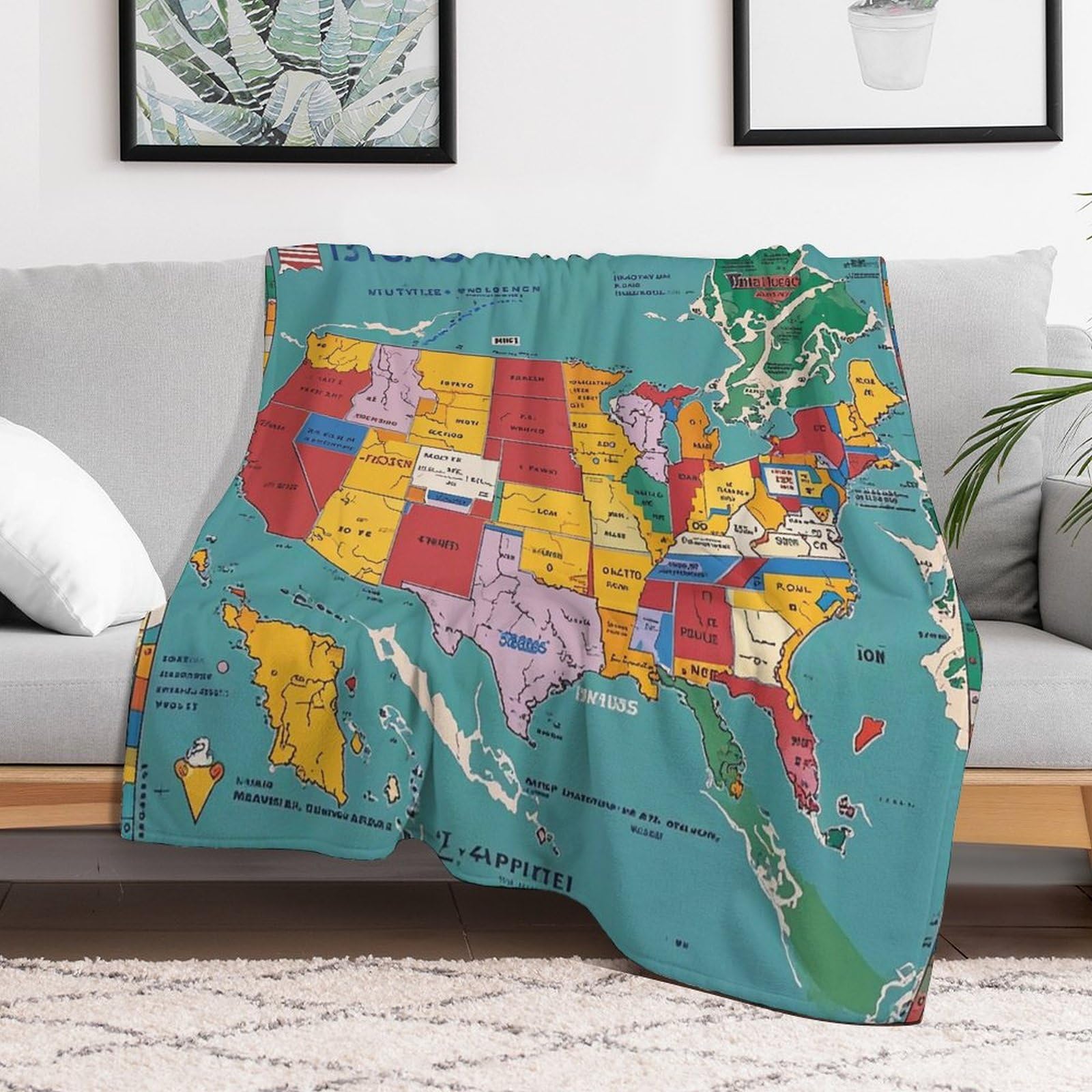 Couverture en micro polaire USA 152x203 cm légère et chaude pour grand lit et canapé