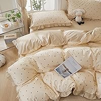 Vista 31 de mixinni Juego de funda de edredón floral blanca y rosa tamaño Queen para niñas, estilo jardín, 100% algodón, hojas y flores rosadas, con lazos