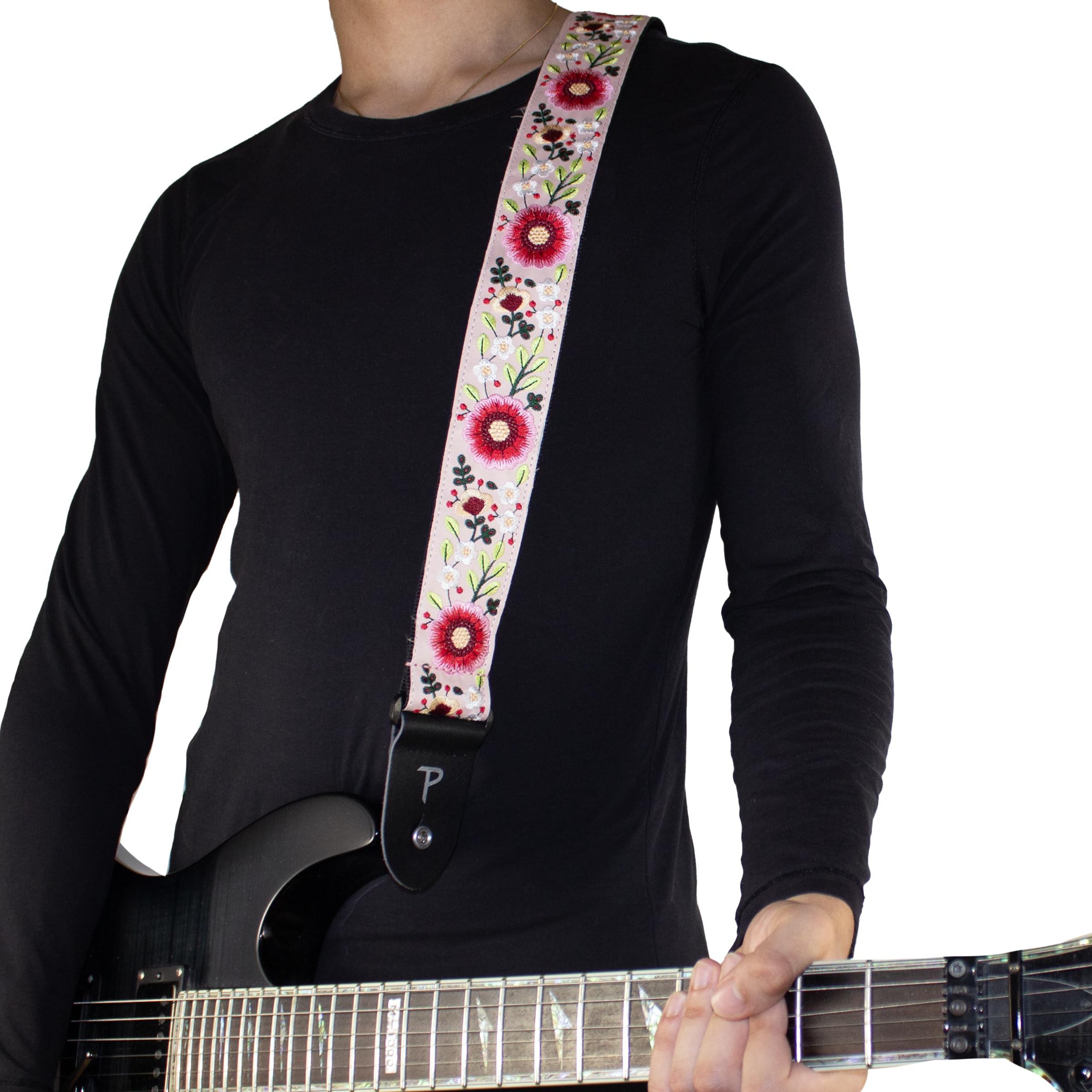 Perri’s Leathers Ltd., Stitched, Embroidery Jacquard, Adjustable Length, for Electric Acoustic, and Bass Guitars - Image 4