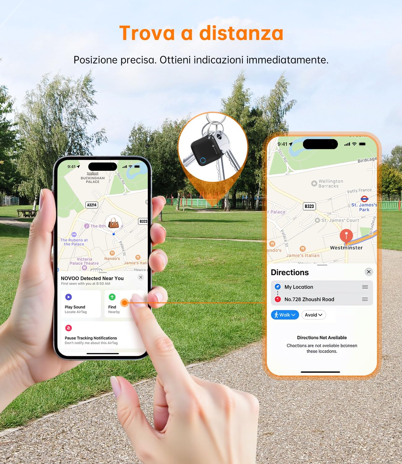 NOVOO Smart Tag Apple Find My Localizzatore Oggetti Allarme 80 dB Batteria Sostituibile Blocco Bambini Tracker Chiavi Portafoglio Bagagli 4 Pezzi