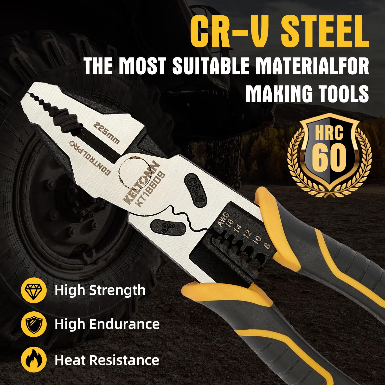 Pinze combinate spelafili, pinza crimpatrice e crimpatrice, strumento da 22,9 cm, 6 in 1, in acciaio Cr-V resistente, per presa, spelatura, crimpatura, lavori elettrici