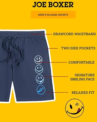 Joe Boxer French Terry Mens Pajama Shorts, Logo Print Mens Sleep Shorts Loungewear, Summer PJ Bottoms