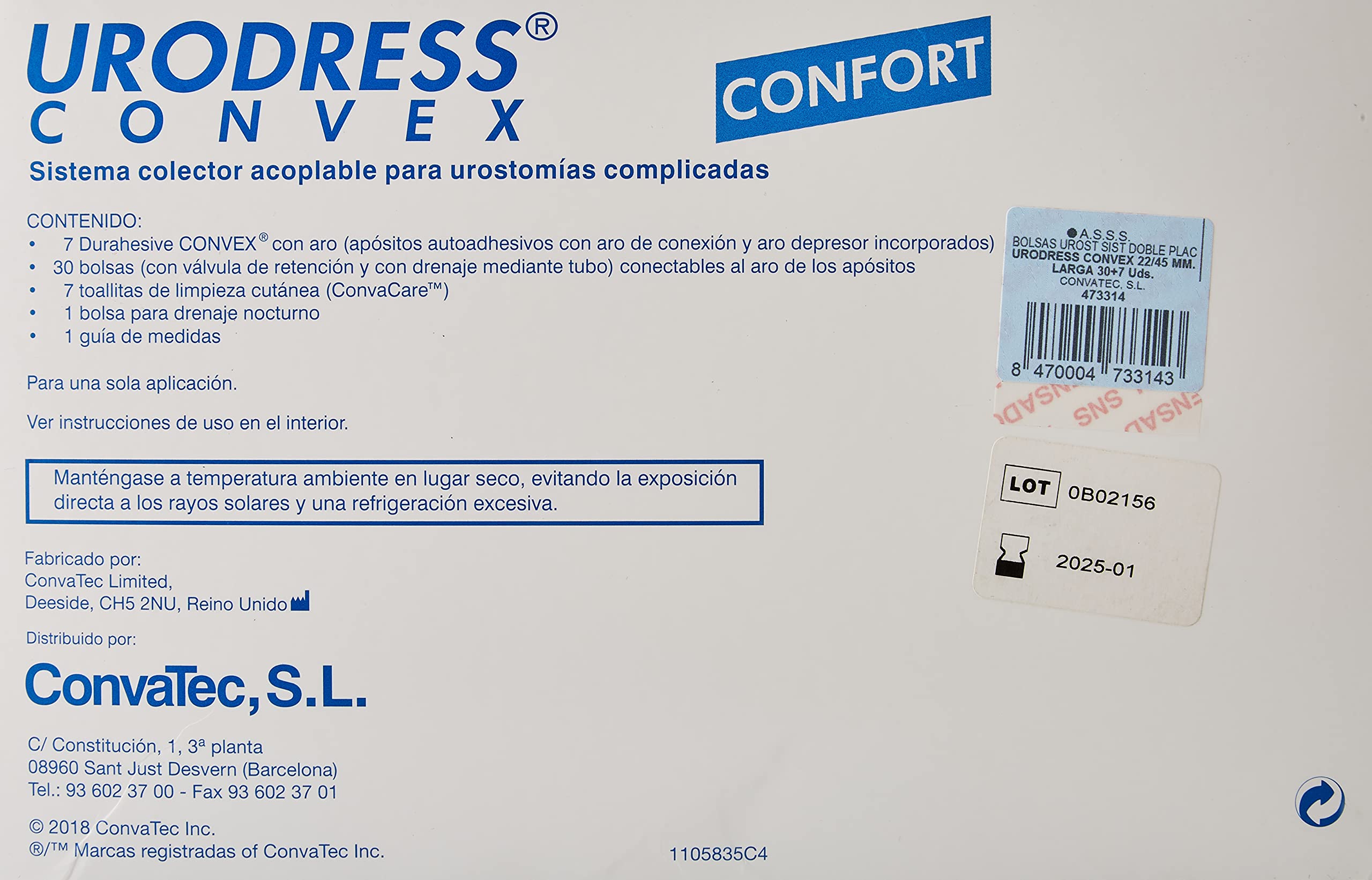 CONVEX Bolsa Urodress Convex 22/45mm Larga 30+7 700 gr