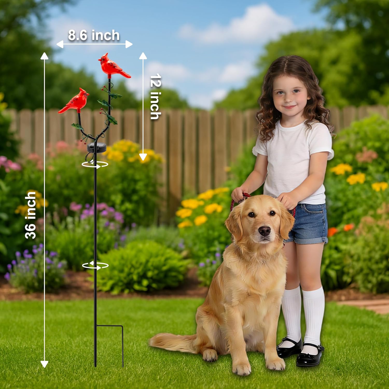 Cardinal Solar Garden Stake Lights Outdoor Decor, Red Cardinal Solar Lights for Outside,Christmas Grave Decorations for Patio Yard Porch Pathway Lawn Ornaments, Memorial Gifts for Women
