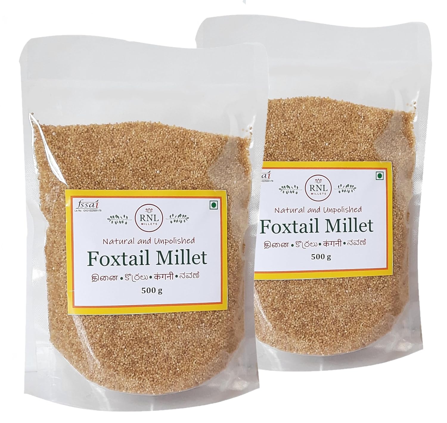 Foxtail Millet 1kg (2 x 500g),Thinai Korralu Kangni Navane, Fiber