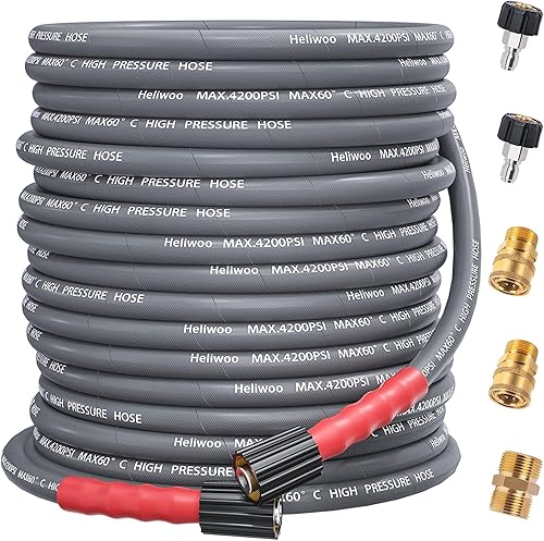 Miniatura 1 de Heliwoo Manguera de lavado a presión de 125 pies, manguera de extensión de lavadora eléctrica resistente a las torceduras, manguera de repuesto