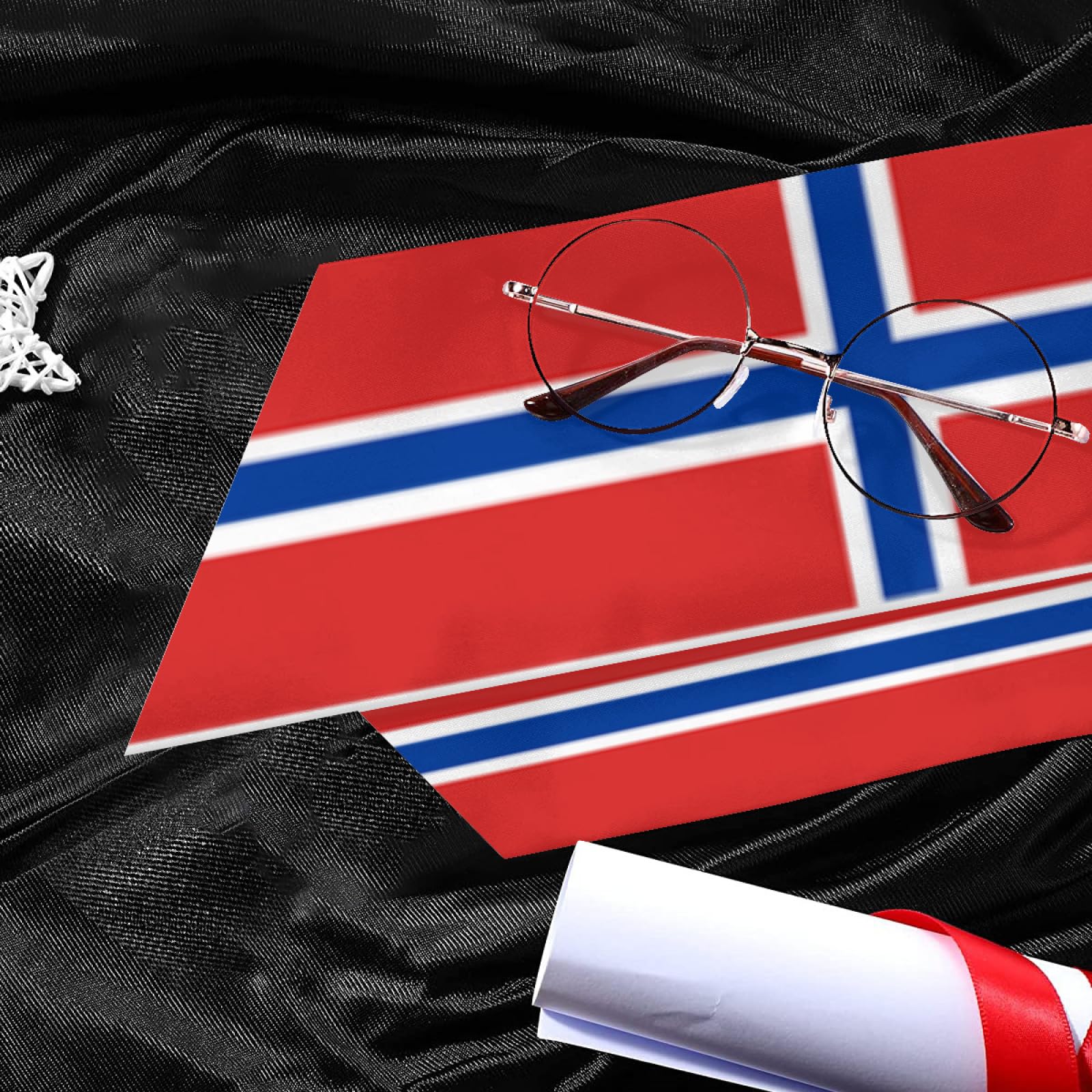 Vintage Norway Norwegians Flag Graduation Stole Shawl Sash for Men Women Unisex Adult Double Sided Lightweight Scarf Class of 2025 Graduate Gift for Study Aboard International Students