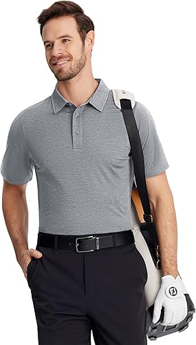 Miniatura 2 de TACVASEN Camisas de golf para hombre, manga corta, secado rápido, absorbe la humedad, informal, negocios, deportes, transpirable, polo