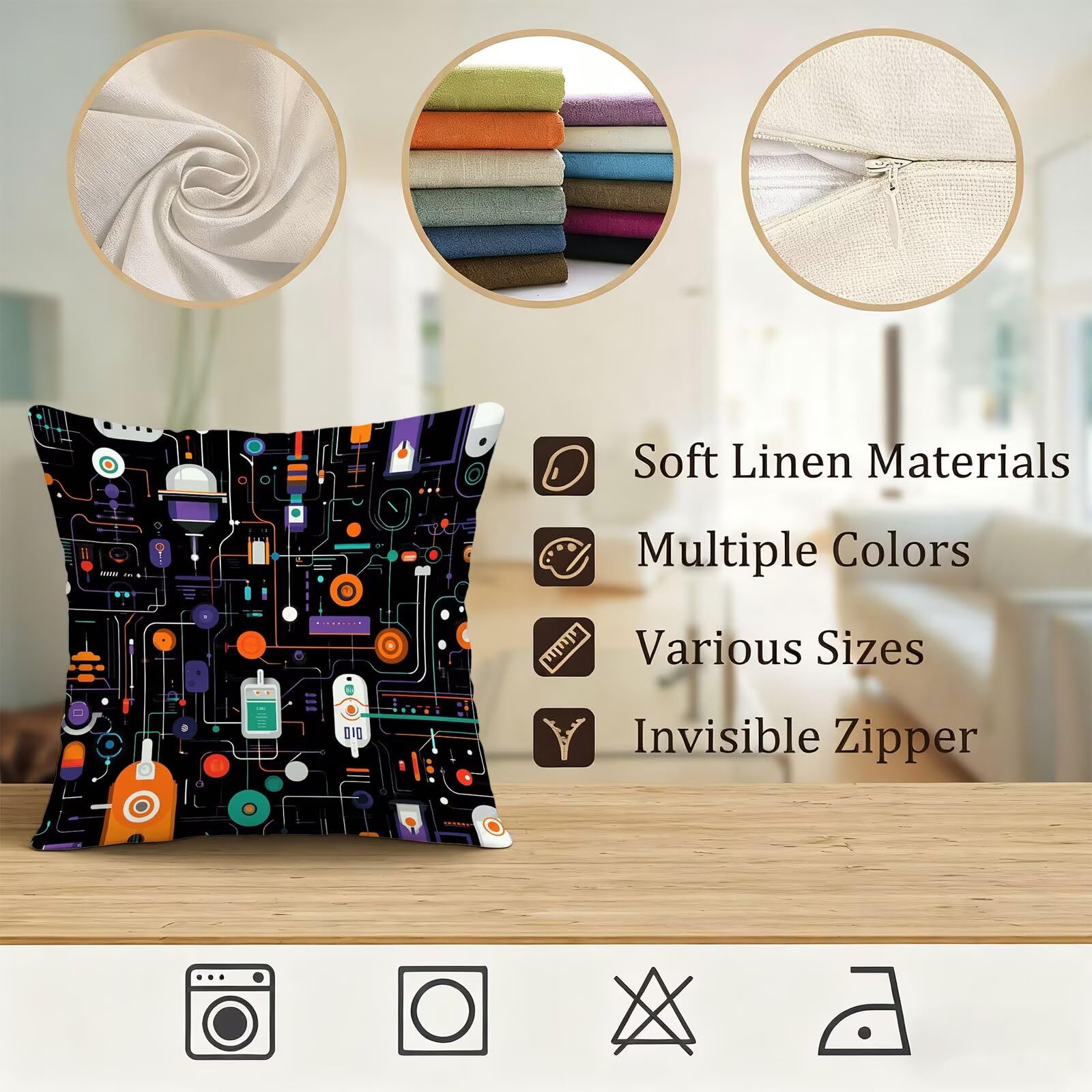 Vistoso Funda Cojin 60x60 Abstracto Funda Almohada 60x60 Cojines Sofa Súper Suave Fundas Cojines Decorativos Fundas Almohadas 4 Piezas Cervicales y Cuello, para Hogar Cama Salon Decoracion E - 901