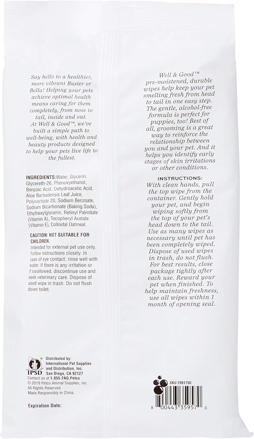 well & good hypoallergenic deodorizing dog wipes