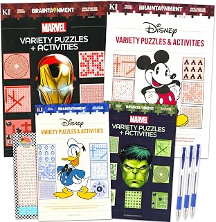 Disney and Marvel Puzzles and Activities for Teens, Adults - Bundle 4 Disney and Marvel Word Search and Coloring Books Plus More | Word Search Puzzle Books for Adults
