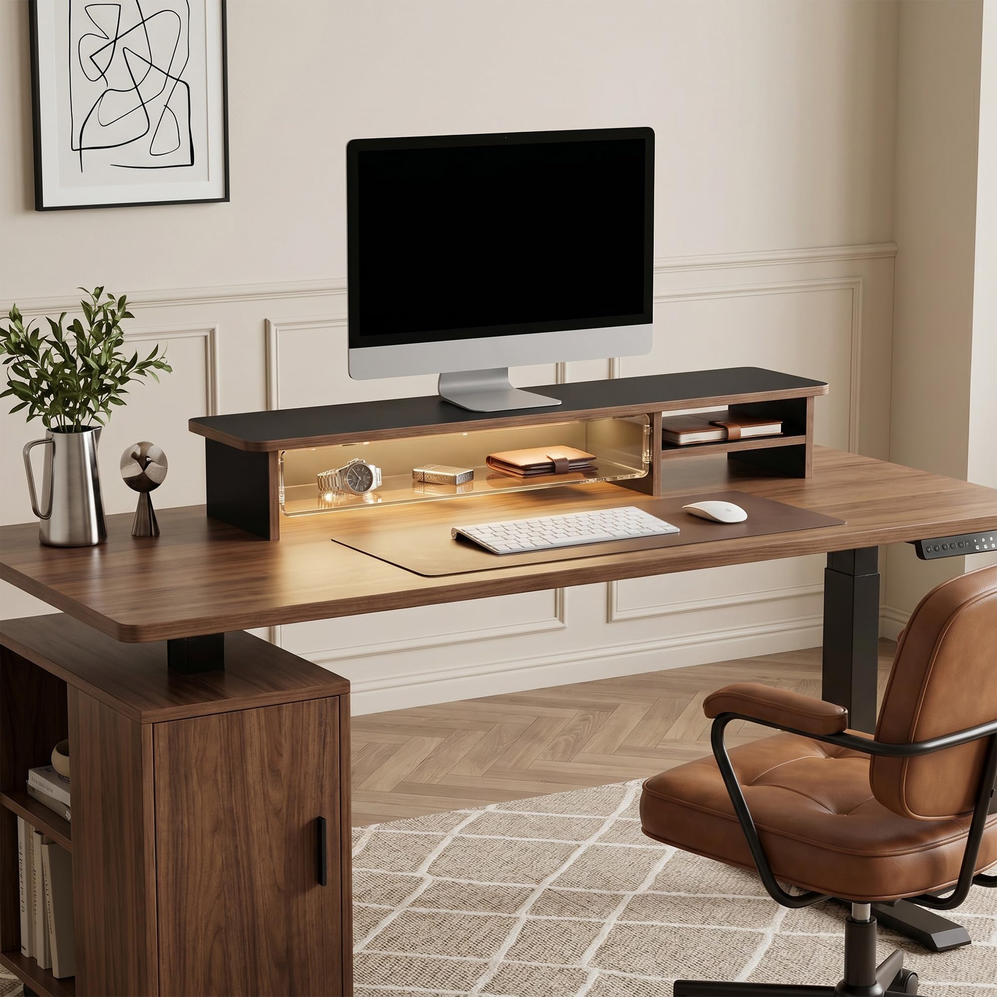 Fenge Réhausseur d'Écran avec Espace de Stockage Boîte Mystère,108cm,Noir