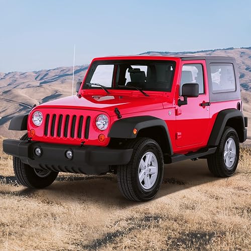 Miniatura 6 de AggAuto Inserto de malla compatible con Jeep Wrangler JK JKU 2007-2018, rejilla frontal de metal de aleación de aluminio negro para accesorios