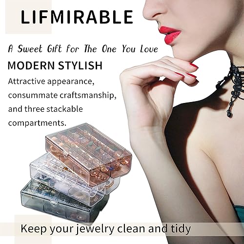 Miniatura 3 de Organizador de aretes caja de acrílico transparente organizador de anillos de plástico organizador de almacenamiento Joyeros Organizador de mujer